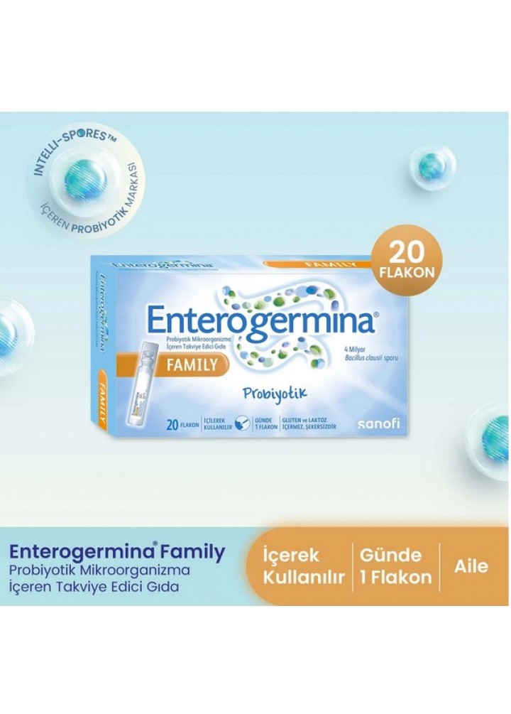 Enterogermina Aile 20 Flakon 4 Milyar Bacillus Clausii Sporu İçeren Probiyotik