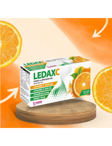 Ledapharma Ledax C Vitamini 1000 Mg, D, B3 ve Çinko Içeren 30 Sase