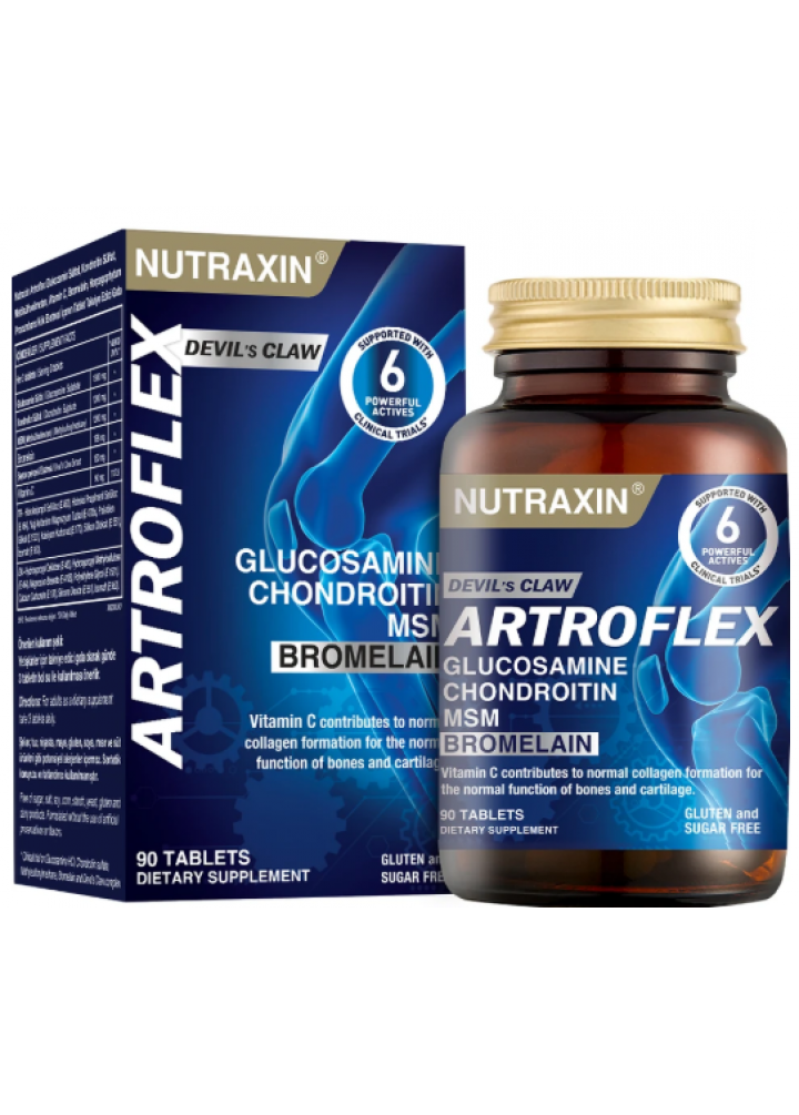 Nutraxin Artroflex 90 Tablet - Glukozamin, Kondroitin, MSM, Bromenlin ve Şeytan Pençesi İçeren Takviye Edici Gıda