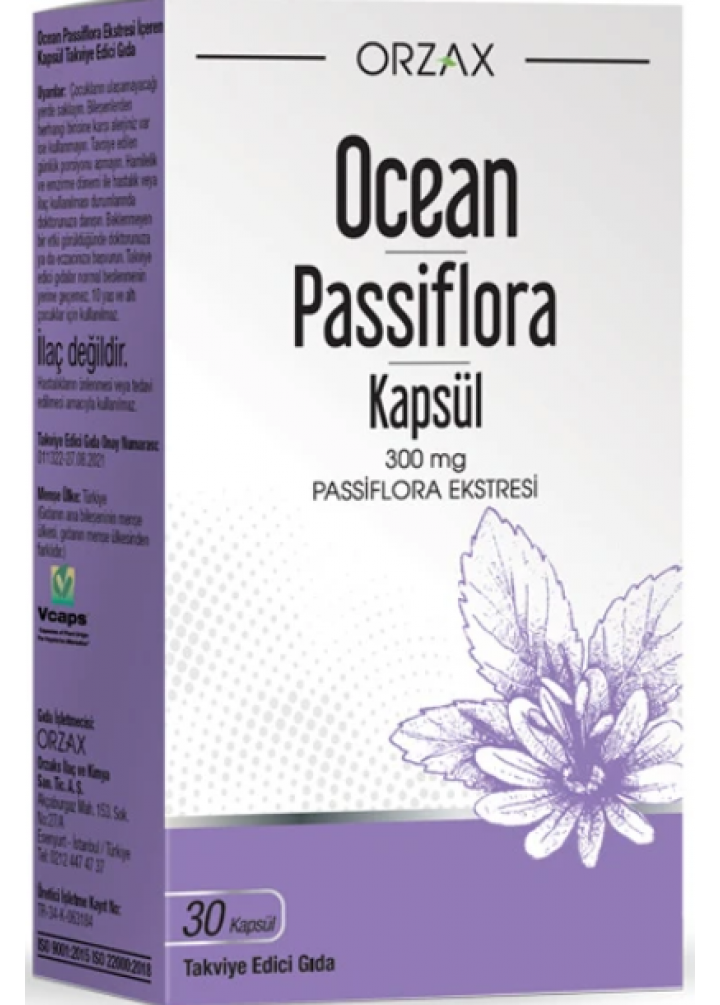 Orzax Ocean Passiflora 300 mg 30 Kapsül